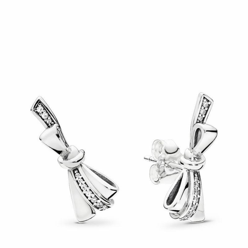 Pandora Australia Brilliant Bows Stud Earrings - Sterling Silver | ZVKFSE738